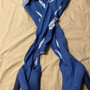 Blue Jean Thigh High Boots